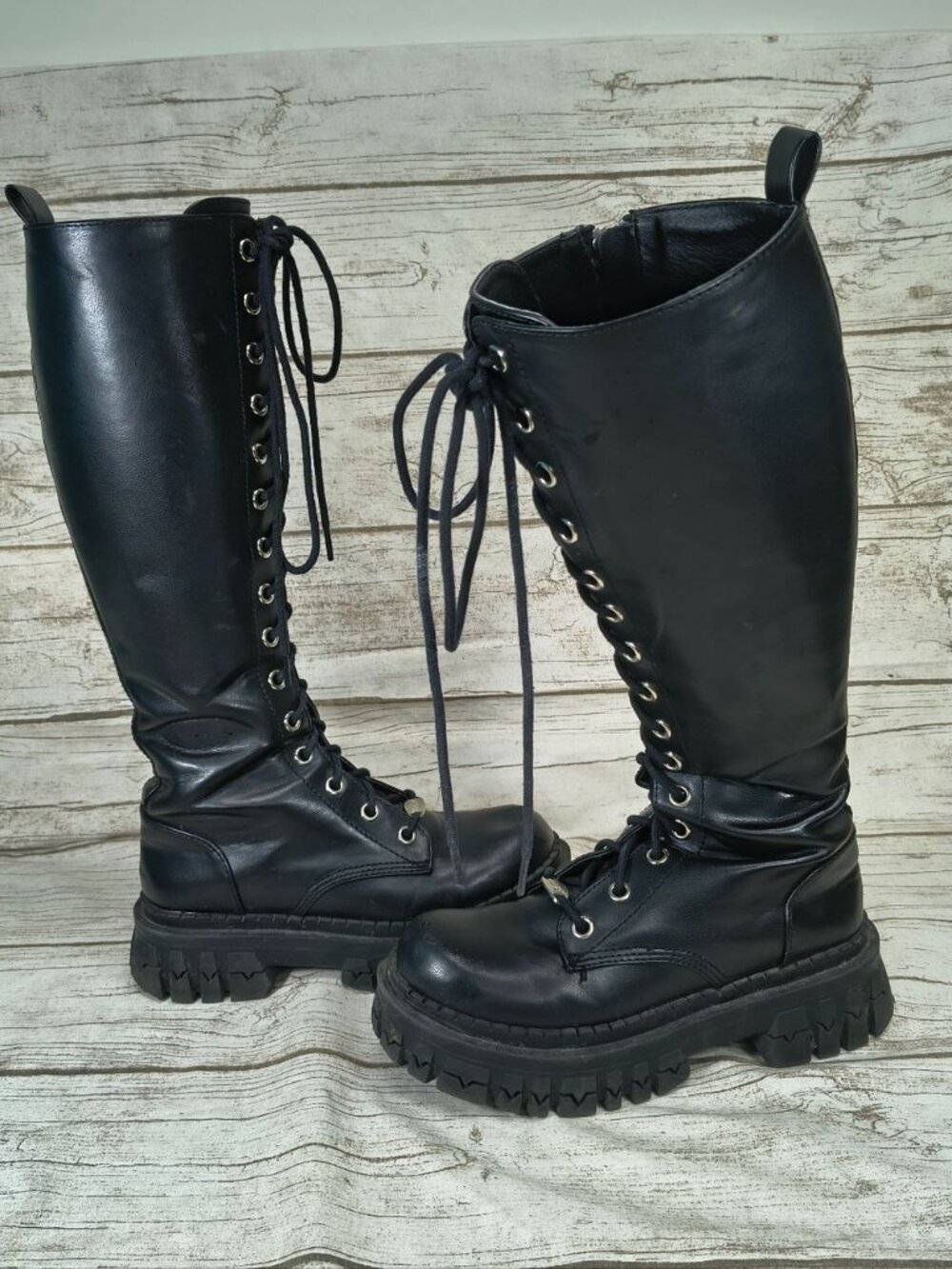 Delia's Black Lace Up Chunky Sole Combat Boots Women Size 7 - Picture 9 of 10